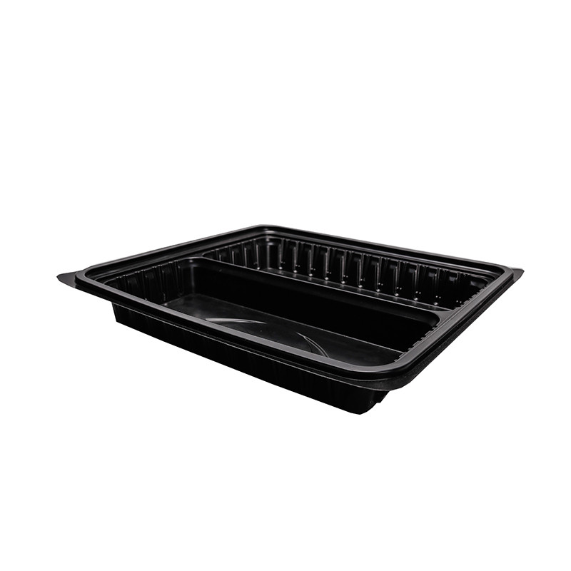 BOPS盖黑色方形两格快餐盒
