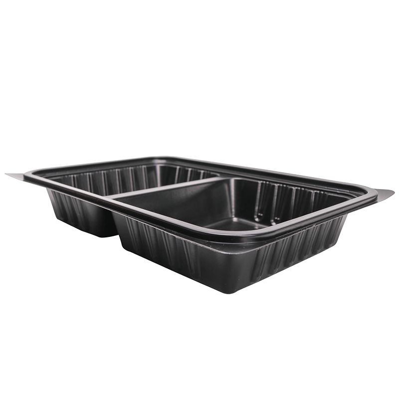 BOPS盖黑色方形两格快餐盒