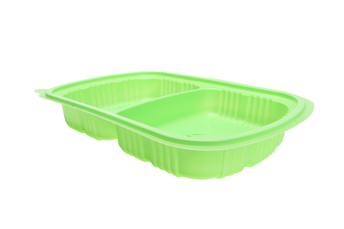 BOPS盖黑色椭圆形两格快餐盒